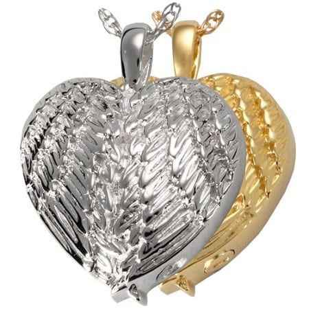 Angel Wings Heart Cremation Pendant