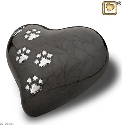 Black Pearlescent Heart with Paws Small