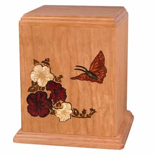 Inlay Butterfly Wooden Urns for Ashes