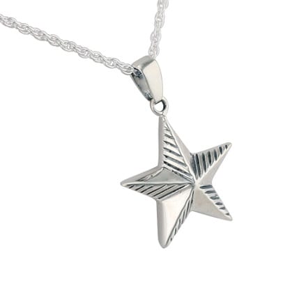 Silver Military Star Urn Necklace