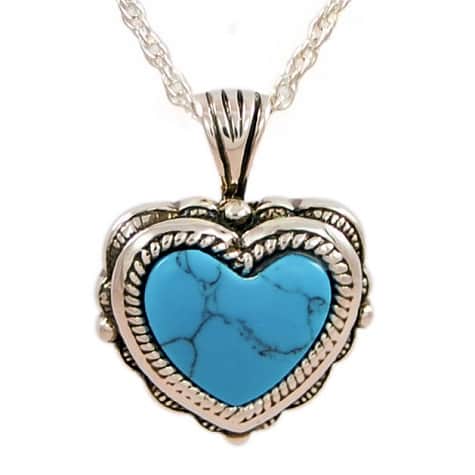 Silver Heart Turquoise Ashes Necklace