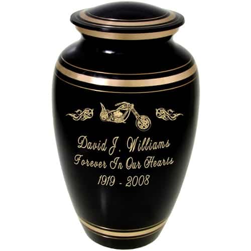 Black and Gold Motorcycle Urn