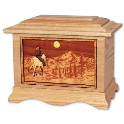Riding Home Mountains Urn in Oak