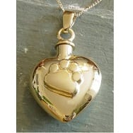 Heart with Paw Cremation Necklace