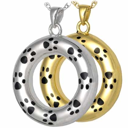 Eternity Silver Paw Prints Keepsake Pendant