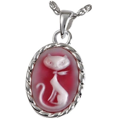 Kitty Cameo Silver Pendant for Ashes
