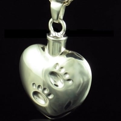 Heart with Paws Pet Cremation Jewelry