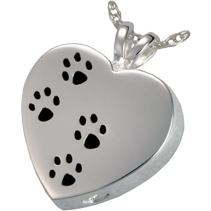 Paw Prints on My Heart Silver Pendant