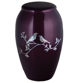 Purple Plum Urns With Mother of Pearl Birds