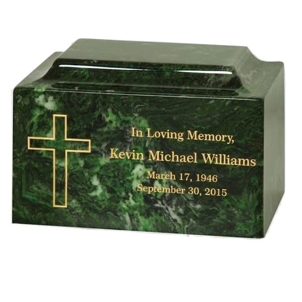 Green Marble Urn with Cross