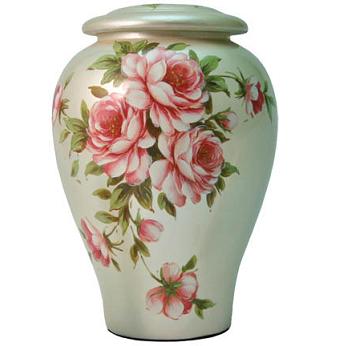 Roses Bouquet Ceramic Urn