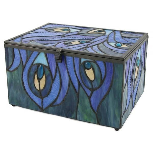 Memory Chest Glass Urn Sapphire Peacock
