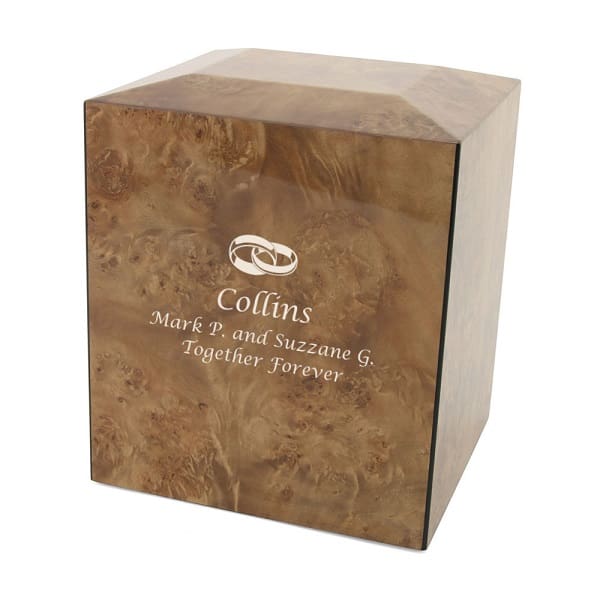 Burl Wedding Rings Urn for Two